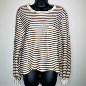Madewell Long Sleeve Pocket Rainbow Stripe Shirt